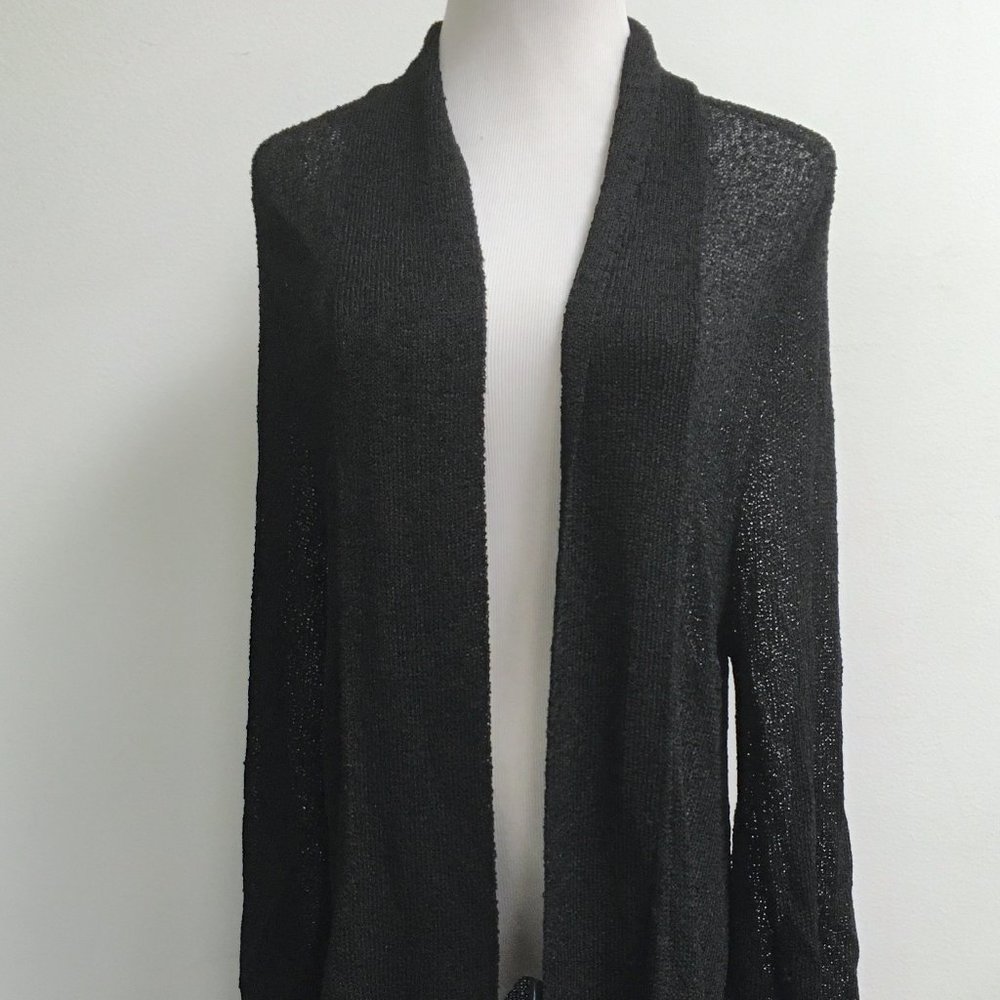 Barbara Who Sweater black drape open knit jacket one size s m l OS cover up